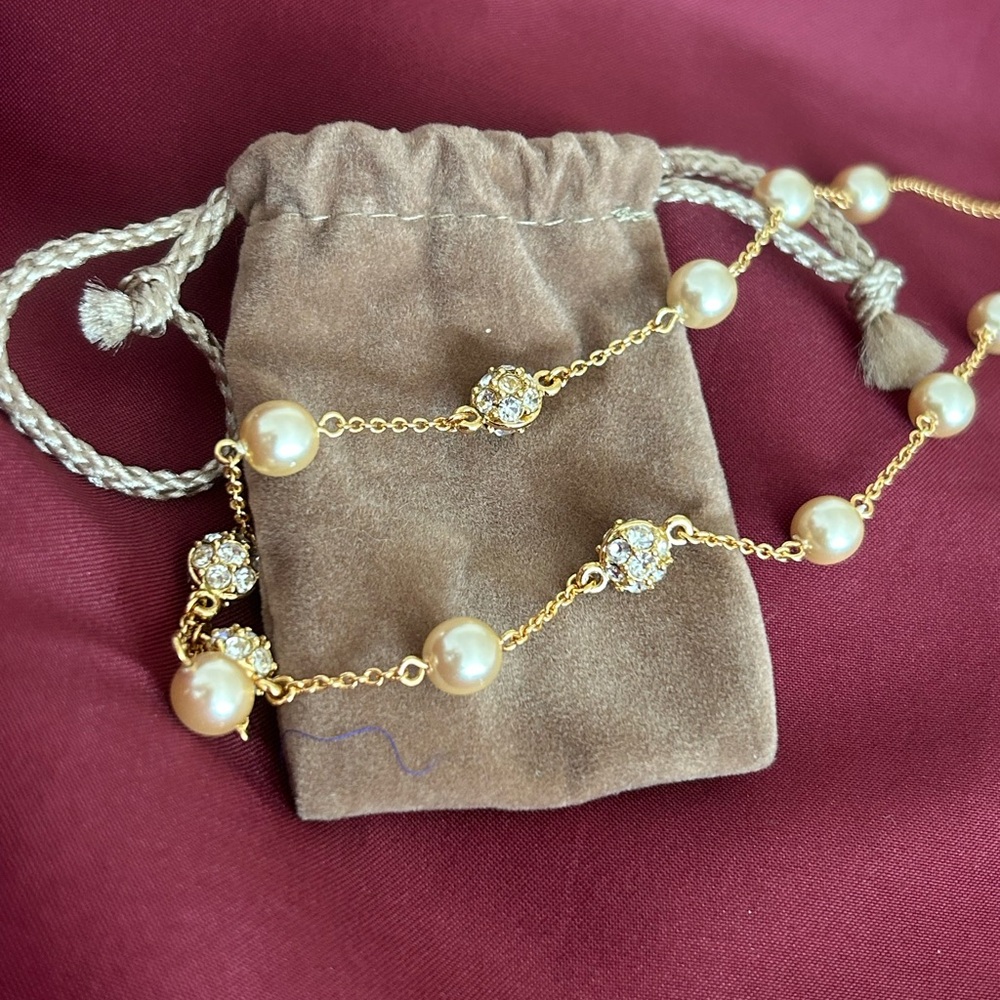 Nolan Miller Exquisite Gold, Crystal and Pearl Necklace 💎 Holiday Must Have!